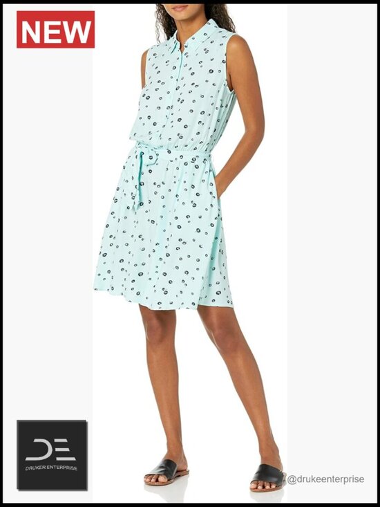 Dresses & Skirts - Women's Sleeveless Summer Shirtdress, Relaxed-Fit Woven Shirt Dress